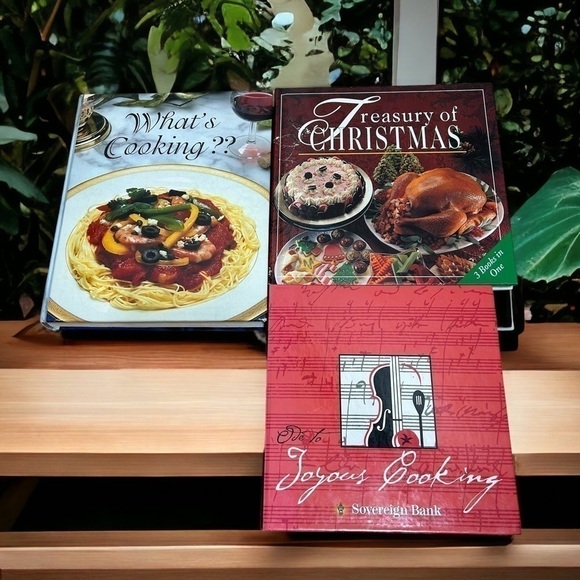Vintage Cook Book Bundle What’s Cooking Treasury of Christmas Joyous Cooking - Picture 1 of 3